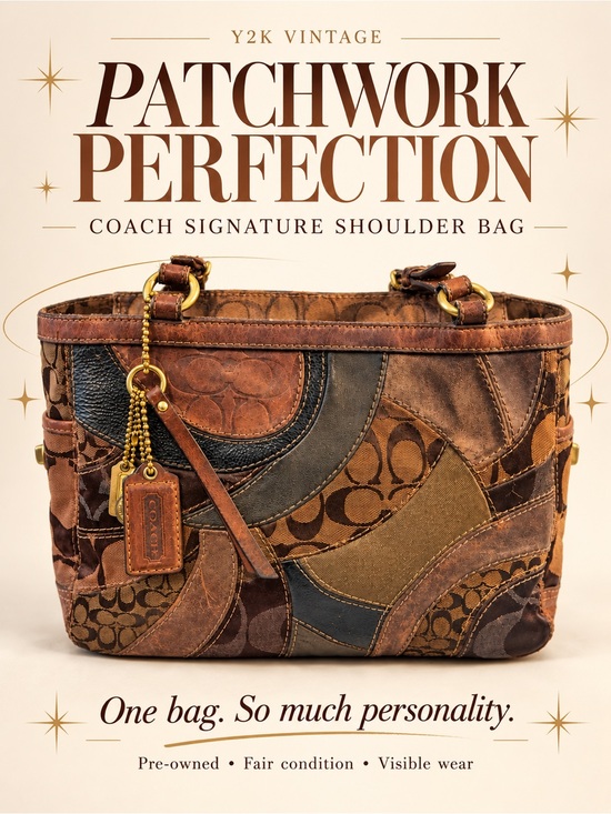 Coach Handbags - Coach Patchwork Signature Shoulder Bag in Multi Brown and Tan